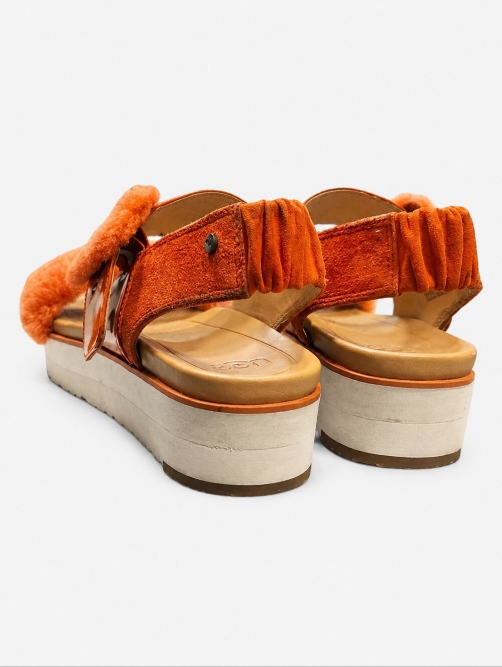 UGG | Le Fluff Orange Shearling Platform Sandals US 11 - Picture 5 of 7